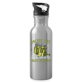 Pickle life- Gurken Geschenke- Gurken Tshirt - Trinkflasche mit integriertem Trinkhalm - Lightsilver - Rechts