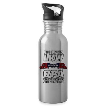 LKW Opa Lastkraftwagen Fernfahrer LKW-Fahrer - Trinkflasche mit integriertem Trinkhalm - Lightsilver - Rechts