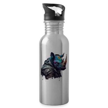 CS Rhino, animal de la collection Cyber Squad - Gourde avec paille intégrée - argent clair - Droite