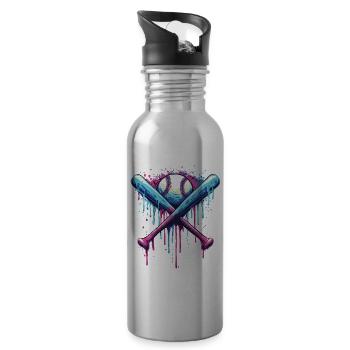 Baseball - Trinkflasche mit integriertem Trinkhalm - Lightsilver - Rechts