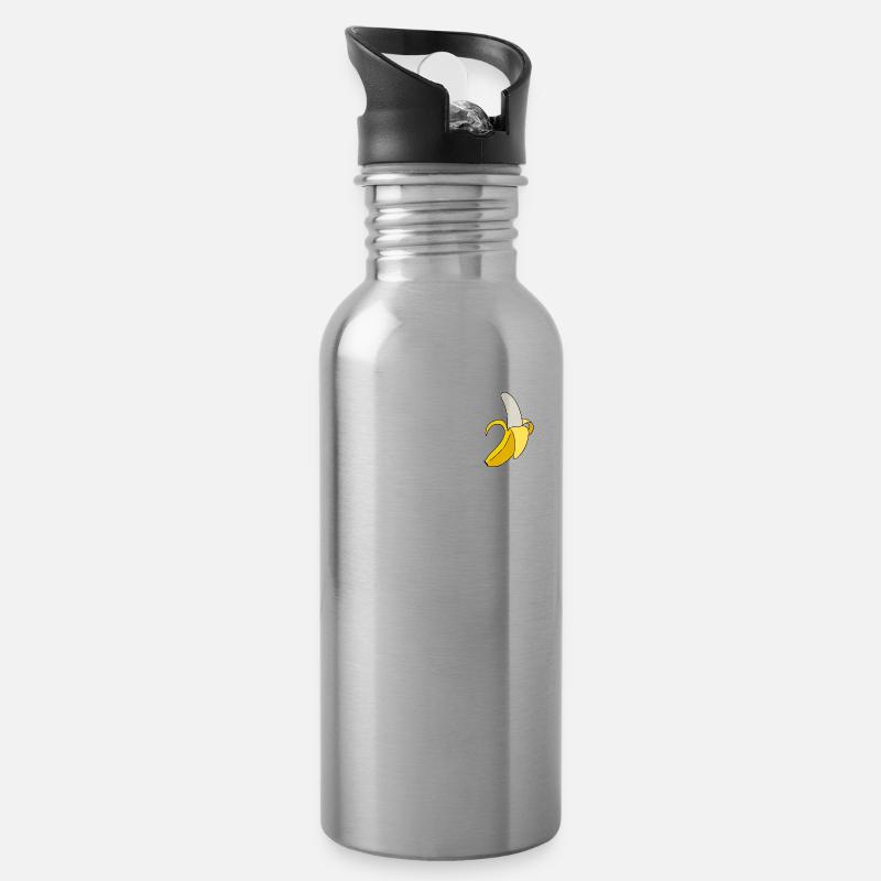 Banane - Trinkflasche mit integriertem Trinkhalm - Lightsilver