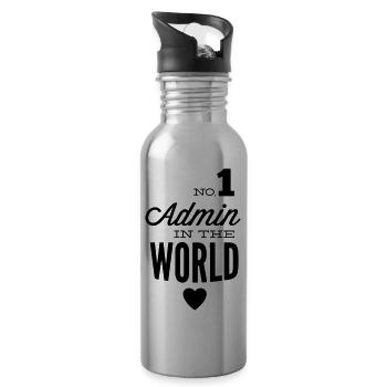 Der beste Admin der Welt - Trinkflasche mit integriertem Trinkhalm - Lightsilver - Rechts