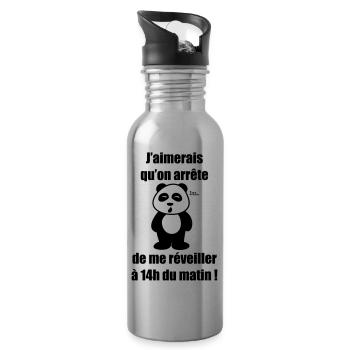 Pas du matin panda - Gourde avec paille intégrée - argent clair - Droite