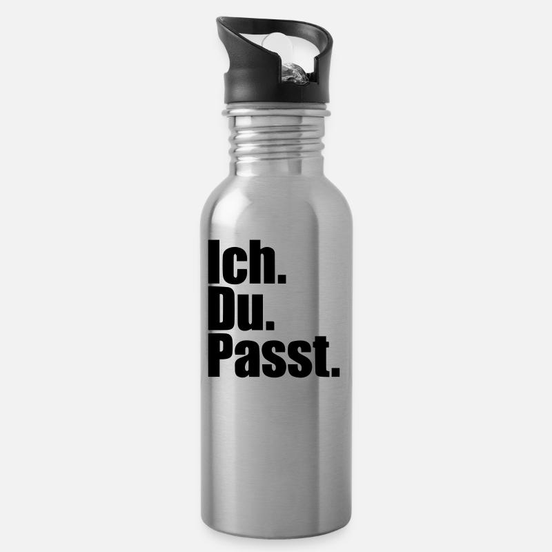 Ich du passt - Trinkflasche mit integriertem Trinkhalm - Lightsilver
