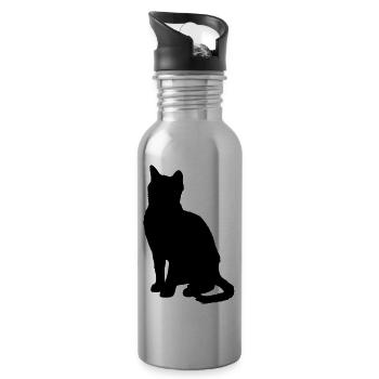 Vektor Katze Silhouette - Trinkflasche mit integriertem Trinkhalm - Lightsilver - Rechts