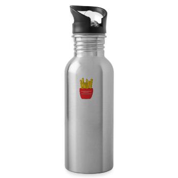 Pommes-Tuete fast food pommes beliebt essen - Trinkflasche mit integriertem Trinkhalm - Lightsilver - Rechts