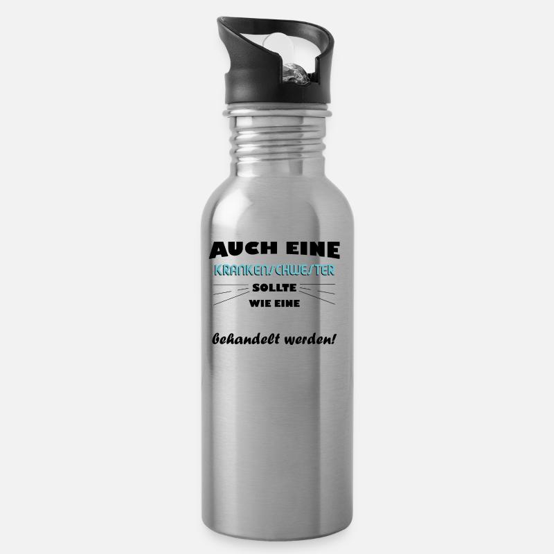 Krankenschwester - Prinzessin - Trinkflasche mit integriertem Trinkhalm - Lightsilver