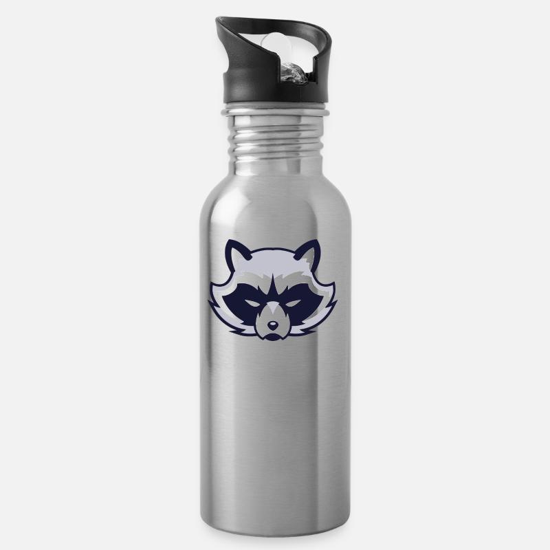 GESICHT - Trinkflasche mit integriertem Trinkhalm - Lightsilver