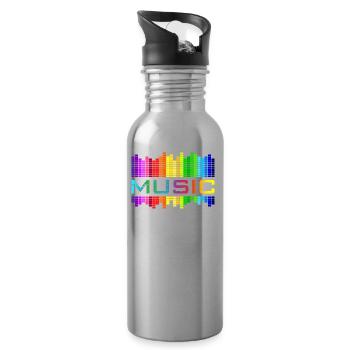 Music Musik Equalizer Regenbogen Tanz Rock-Konzert - Trinkflasche mit integriertem Trinkhalm - Lightsilver - Rechts