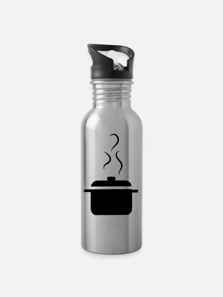 Kochtopf - Trinkflasche mit integriertem Trinkhalm - Lightsilver