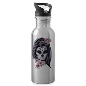 La Catrina - Jour des morts - Gourde avec paille intégrée - argent clair - Droite