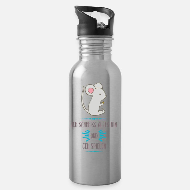 lustige Sprüche - Trinkflasche mit integriertem Trinkhalm - Lightsilver