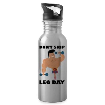 Don't skip leg day - Trinkflasche mit integriertem Trinkhalm - Lightsilver - Rechts