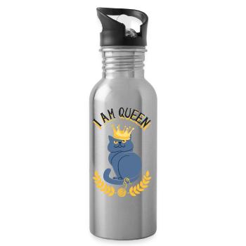 chat - Gourde avec paille intégrée - argent clair - Droite