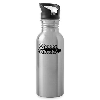 sweet cheeks with love heart (Great for pants!) - Water bottle with straw - silver - Right