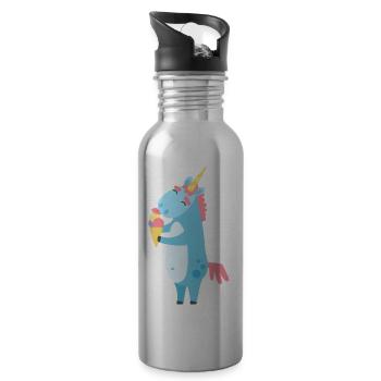 Einhorn mit Eis - Trinkflasche mit integriertem Trinkhalm - Lightsilver - Rechts