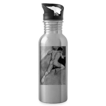 Crayon homme cul - Gourde avec paille intégrée - argent clair - Droite