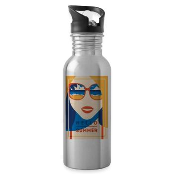 Hello Summer ! Cheerfully colorful as the summer design - Water bottle with straw - silver - Right