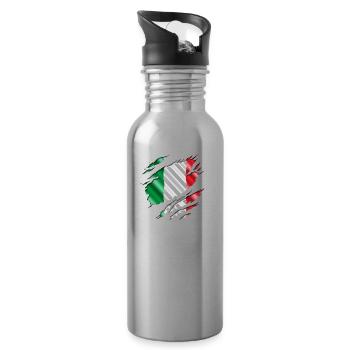 Italia sous la chemise - Gourde avec paille intégrée - argent clair - Droite