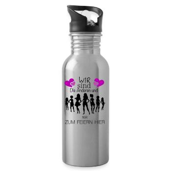 Junggesellin - Trinkflasche mit integriertem Trinkhalm - Lightsilver - Rechts