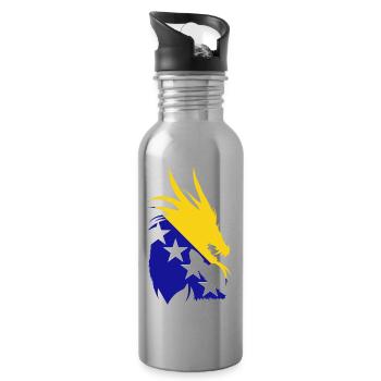 Bosnien Herzogowina Drache Flagge - Trinkflasche mit integriertem Trinkhalm - Lightsilver - Rechts
