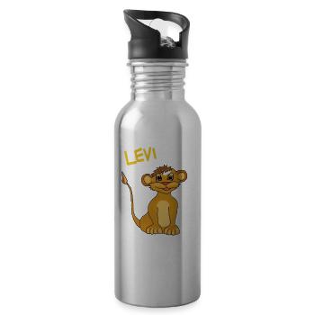Levi, the little lion from the cloud island - Water bottle with straw - silver - Right