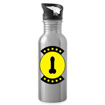 Penis-Abzeichen 2 c - Trinkflasche mit integriertem Trinkhalm - Lightsilver - Rechts