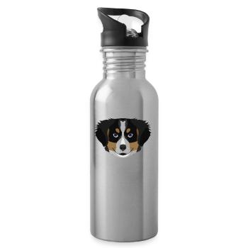 Chiot de montagne Bernese Mountain Illustration - Gourde avec paille intégrée - argent clair - Droite