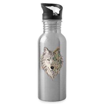 tête de loup - Gourde avec paille intégrée - argent clair - Droite