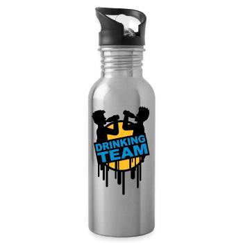 drinking_team_graffiti_stamp - Water bottle with straw - silver - Right