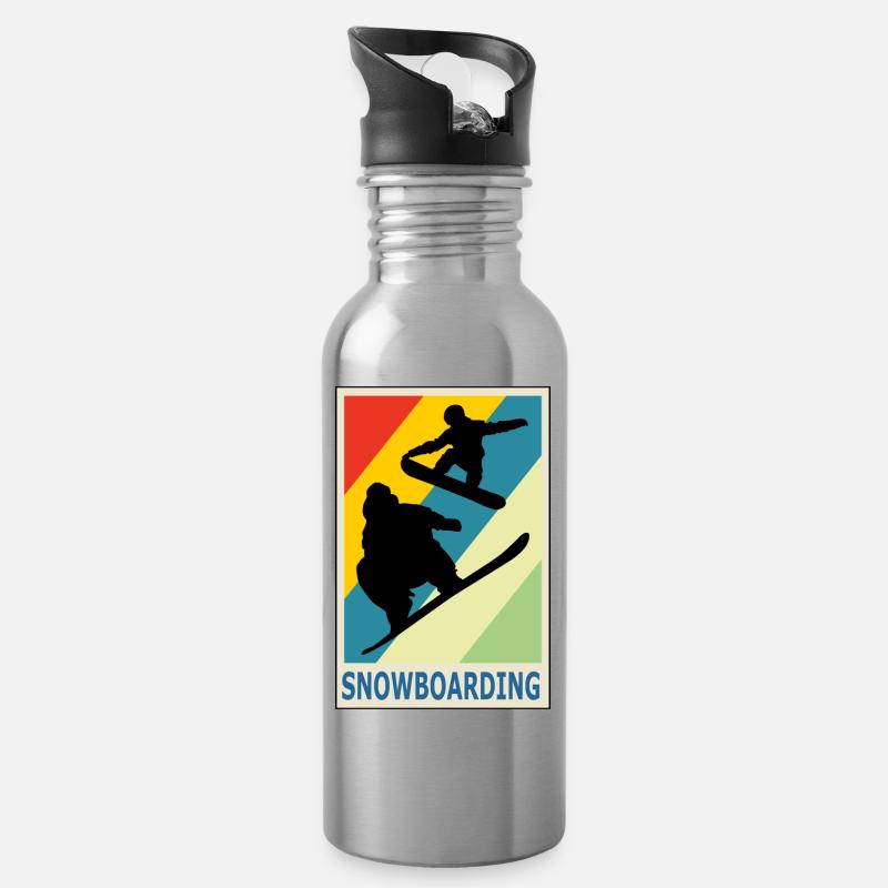 Sport de snowboarder style rétro vintage - Gourde avec paille intégrée - argent clair
