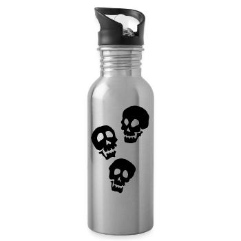 3 Skulls - Water bottle with straw - silver - Right