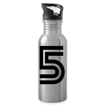 Rückennummer 5 - Trinkflasche mit integriertem Trinkhalm - Lightsilver - Rechts