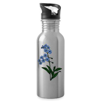 Forget-me-not blue - Water bottle with straw - silver - Right