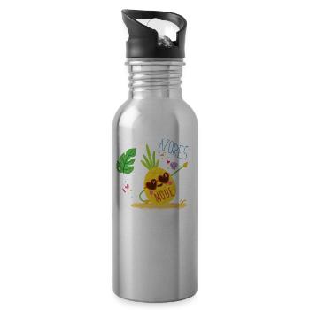 Azores Mode Azoren Modus Portugal Ananas Sommer - Trinkflasche mit integriertem Trinkhalm - Lightsilver - Rechts