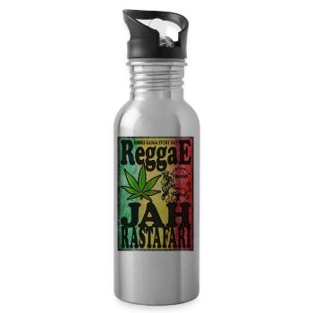 smoke ganja every day reggae jah rastafari - Gourde avec paille intégrée - argent clair - Droite