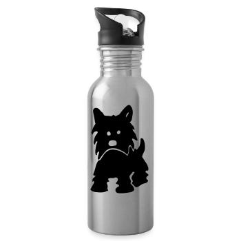 Westie West Highland White Terrier - Gourde avec paille intégrée - argent clair - Droite
