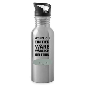 Sei ein Stein! - Trinkflasche mit integriertem Trinkhalm - Lightsilver - Rechts