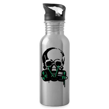 skull mask - Water bottle with straw - silver - Right