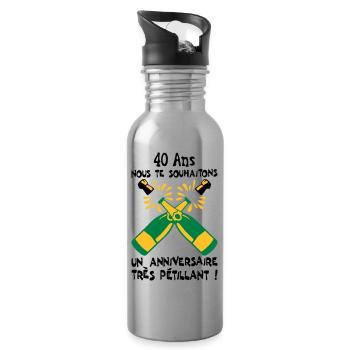 40 ans bouteille petillant anniversaire - Gourde avec paille intégrée - argent clair - Droite
