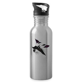 racoon - Water bottle with straw - silver - Right