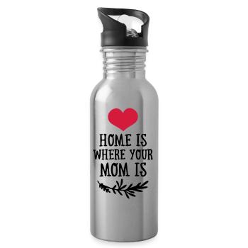 Mother's Day, gift, idea, mother's day, children - Water bottle with straw - silver - Right