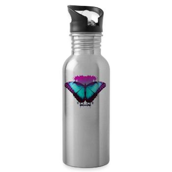 Butterfly Schmetterlinge Geschenk - Trinkflasche mit integriertem Trinkhalm - Lightsilver - Rechts
