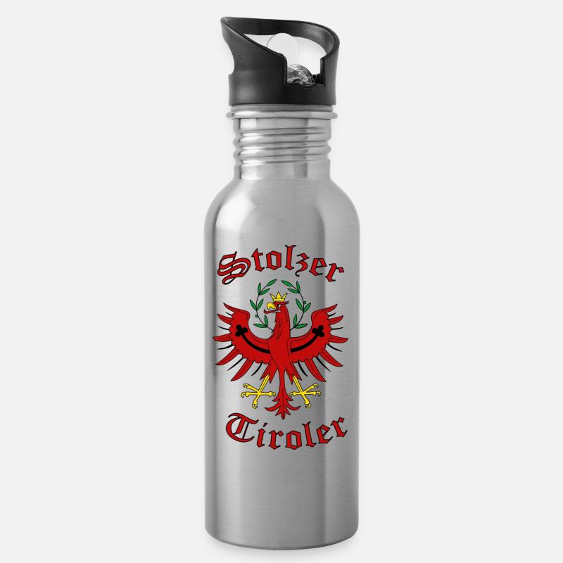 Stolzer Tiroler - Trinkflasche mit integriertem Trinkhalm - Lightsilver