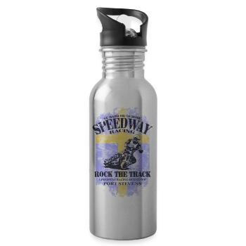 Speedway Racing - Sweden Vintage Flag - Gourde avec paille intégrée - argent clair - Droite