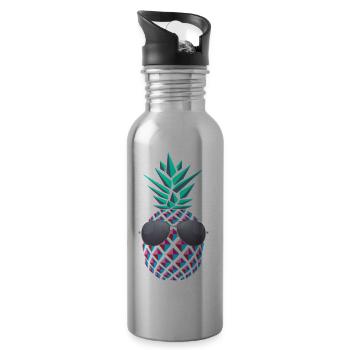cool pineapple - Water bottle with straw - silver - Right