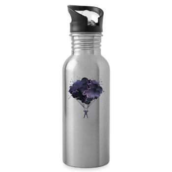 Parachute thunderstorm skydive skydiving lightning - Water bottle with straw - silver - Right