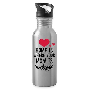 Home is where your Mom is - Mother's Day - Water bottle with straw - silver - Right