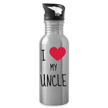 Oncle / Tante / Cousin / Cousine - Gourde avec paille intégrée - argent clair - Droite