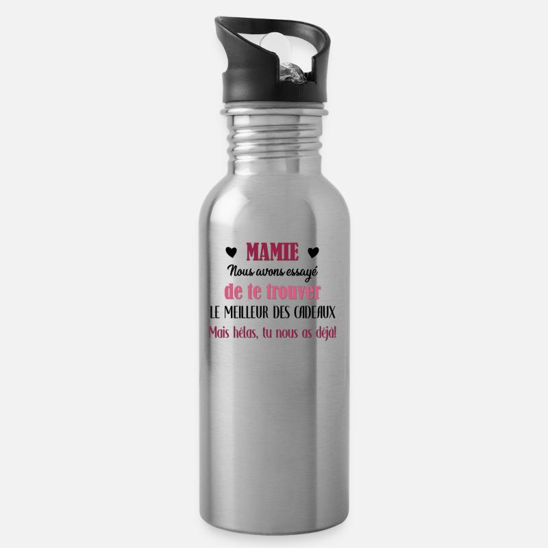 Mamie, le meilleur des cadeaux - Gourde avec paille intégrée - argent clair